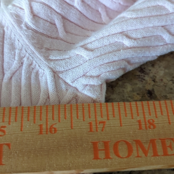 Talbot's MP Pastel Pink Sweater Cable Knit Button Up Short Sleeve - Picture 6 of 7